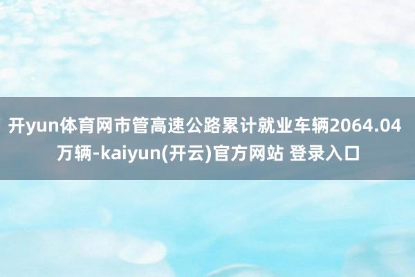   开yun体育网市管高速公路累计就业车辆2064.04 万辆-kaiyun(开云)官方网站 登录入口