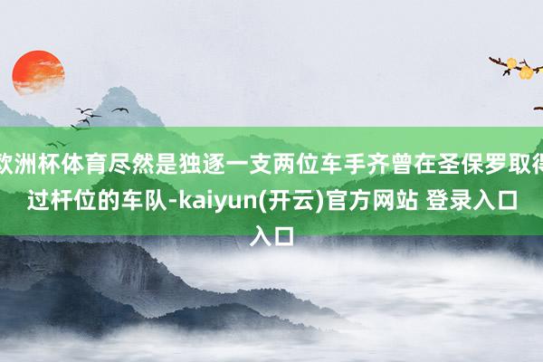   欧洲杯体育尽然是独逐一支两位车手齐曾在圣保罗取得过杆位的车队-kaiyun(开云)官方网站 登录入口