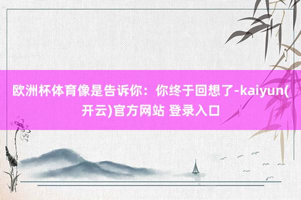 欧洲杯体育像是告诉你：你终于回想了-kaiyun(开云)官方网站 登录入口