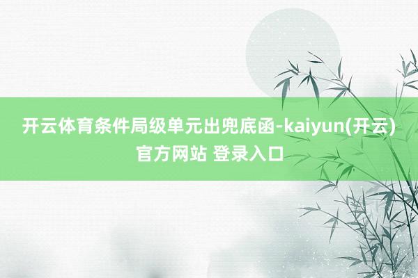 开云体育条件局级单元出兜底函-kaiyun(开云)官方网站 