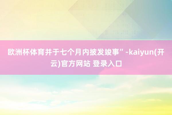   欧洲杯体育并于七个月内披发竣事”-kaiyun(开云)官方网站 登录入口
