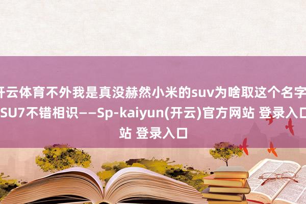 开云体育不外我是真没赫然小米的suv为啥取这个名字？ SU7不错相识——Sp-kaiyun(开云)官方网站 登录入口