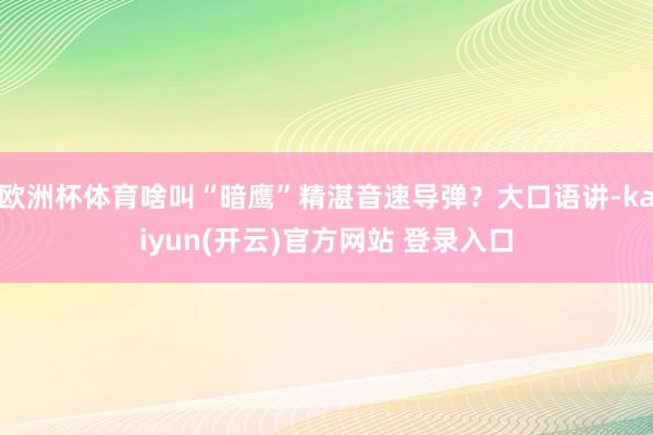 欧洲杯体育啥叫“暗鹰”精湛音速导弹？大口语讲-kaiyun(