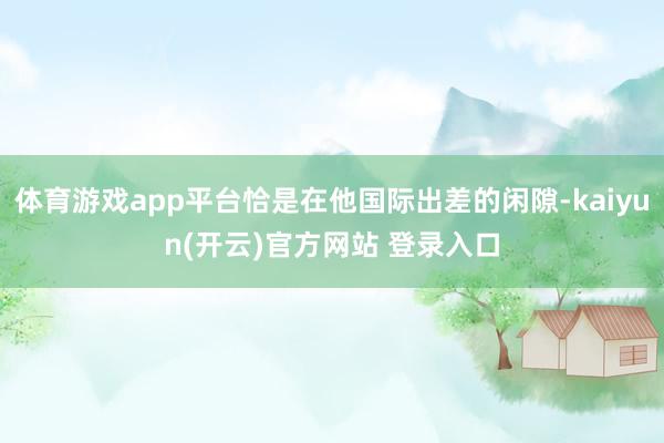 体育游戏app平台恰是在他国际出差的闲隙-kaiyun(开云