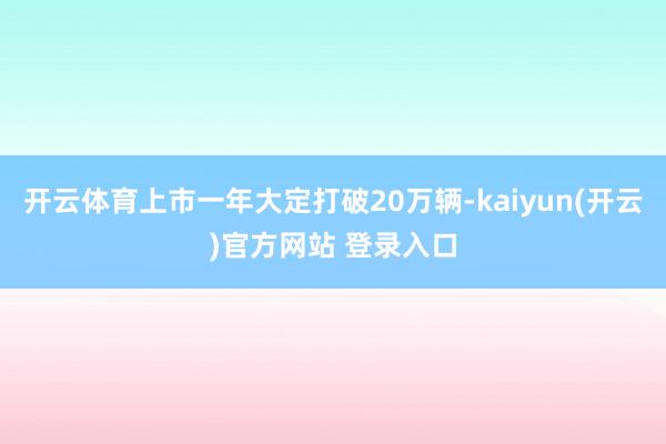 开云体育上市一年大定打破20万辆-kaiyun(开云)官方网