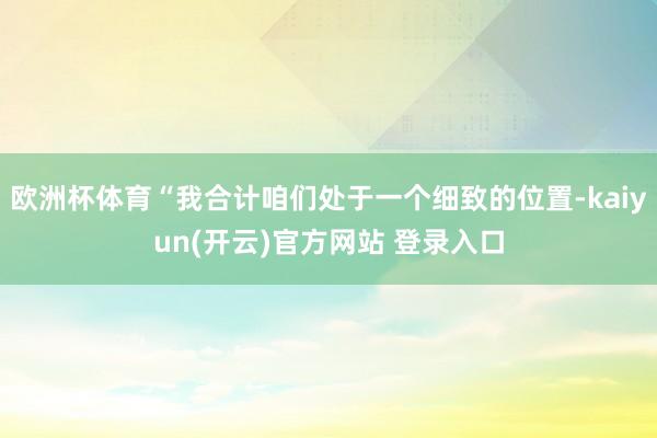 欧洲杯体育“我合计咱们处于一个细致的位置-kaiyun(开云)官方网站 登录入口