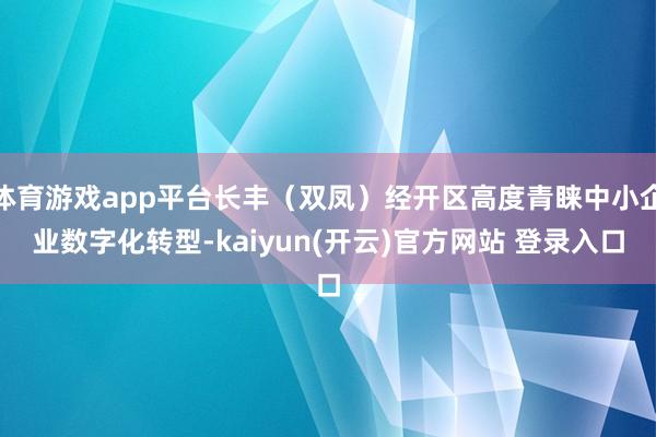 体育游戏app平台长丰（双凤）经开区高度青睐中小企业数字化转型-kaiyun(开云)官方网站 登录入口